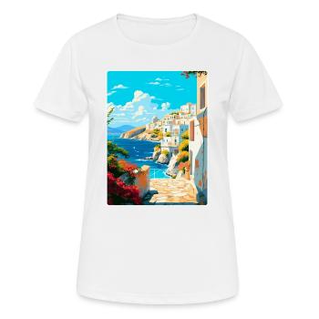 Milos Greece Vintage Travel Poster WPA Souvenir - Women's Breathable T-Shirt - white - Front - AI Model Female 172 dark (172cm)