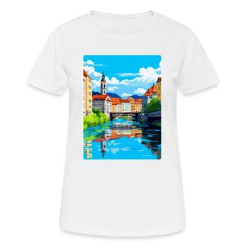 Ljubljana Slovenia Vintage Travel Poster Souvenir - Women's Breathable T-Shirt - white - Front - AI Model Female 172 dark (172cm)