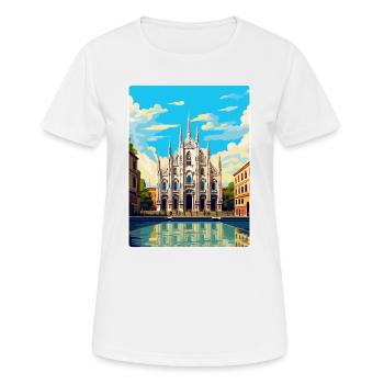 Milan Italy Vintage Travel Poster WPA Art Souvenir - Women's Breathable T-Shirt - white - Front - AI Model Female 172 dark (172cm)