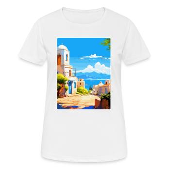 Kos Griechenland Vintage Reise Poster Souvenir Souvenir - Frauen T-Shirt atmungsaktiv - Weiß - Vorne - AI Model Female 172 dark (172cm)