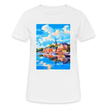 Souvenir de l’affiche de voyage vintage Naantali Finlande - T-shirt respirant Femme - blanc - Devant - AI Model Female 172 dark (172cm)