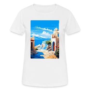 Kos Griechenland Vintage Reise Poster Souvenir Souvenir - Frauen T-Shirt atmungsaktiv - Weiß - Vorne - AI Model Female 172 dark (172cm)