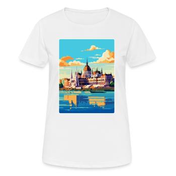 Budapest Ungarn Vintage Reiseplakat Souvenir - Frauen T-Shirt atmungsaktiv - Weiß - Vorne - AI Model Female 172 dark (172cm)