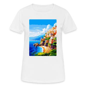 Amalfi Italie Affiche de voyage vintage WPA Souvenir - T-shirt respirant Femme - blanc - Devant - AI Model Female 172 dark (172cm)