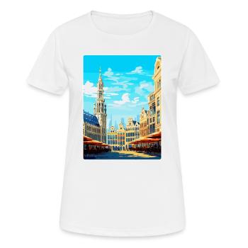 Brussels Belgium Vintage Travel Poster Souvenir - Women's Breathable T-Shirt - white - Front - AI Model Female 172 dark (172cm)