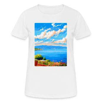 Lac de Bracciano Italie Affiche de voyage vintage WPA Art - T-shirt respirant Femme - blanc - Devant - AI Model Female 172 dark (172cm)