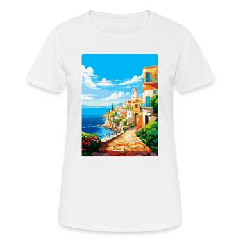 Heraklion Griechenland Vintage Reiseplakat Souvenir - Frauen T-Shirt atmungsaktiv - Weiß - Vorne - AI Model Female 172 dark (172cm)