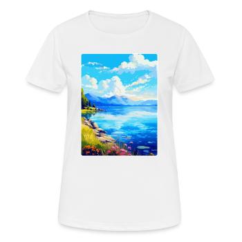 Lac du Bourget France Affiche de voyage vintage souvenir - T-shirt respirant Femme - blanc - Devant - AI Model Female 172 dark (172cm)