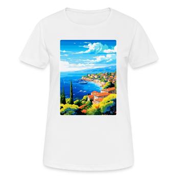 Côte d Azur Frankreich Vintage Reiseplakat Souvenir - Frauen T-Shirt atmungsaktiv - Weiß - Vorne - AI Model Female 172 dark (172cm)