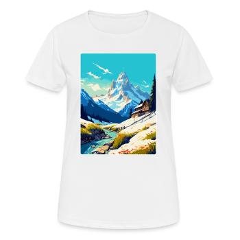 Chamonix France Vintage Travel Poster Souvenir WPA - Women's Breathable T-Shirt - white - Front - AI Model Female 172 dark (172cm)