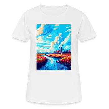 Souvenir d’affiche de voyage vintage Lisse Pays-Bas - T-shirt respirant Femme - blanc - Devant - AI Model Female 172 dark (172cm)