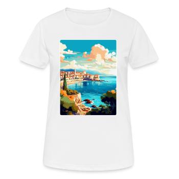 Antibes France Affiche de voyage vintage Souvenir WPA - T-shirt respirant Femme - blanc - Devant - AI Model Female 172 dark (172cm)