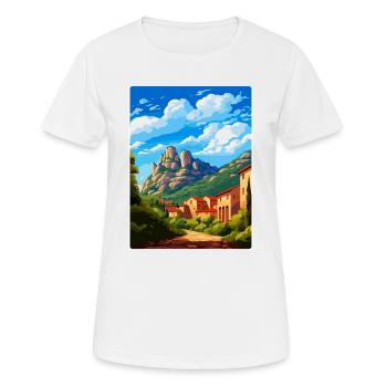 Montserrat Spain Vintage Travel Poster Souvenir - Women's Breathable T-Shirt - white - Front - AI Model Female 172 dark (172cm)