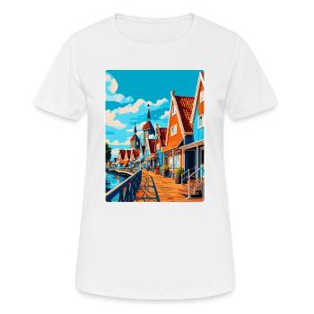 Volendam Netherlands Vintage Travel Poster WPA Art - Women's Breathable T-Shirt - white - Front - AI Model Female 172 dark (172cm)
