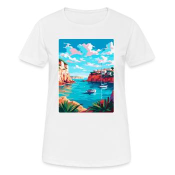 Menorca Spain Vintage Travel Poster WPA Souvenir - Women's Breathable T-Shirt - white - Front - AI Model Female 172 dark (172cm)