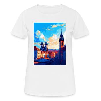 Prague République tchèque Affiche de voyage vintage WPA - T-shirt respirant Femme - blanc - Devant - AI Model Female 172 dark (172cm)