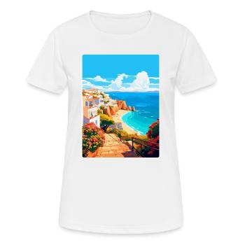 Albufeira Portugal Vintage Travel Poster Souvenir - Women's Breathable T-Shirt - white - Front - AI Model Female 172 dark (172cm)