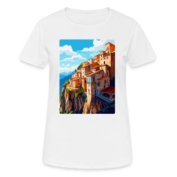 Cuenca Spain Vintage Travel Poster WPA Souvenir - Women's Breathable T-Shirt - white - Front - AI Model Female 172 dark (172cm)