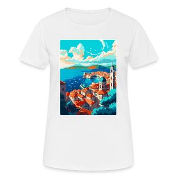 Dubrovnik Croatie Poster de voyage vintage souvenir - T-shirt respirant Femme - blanc - Devant - AI Model Female 172 dark (172cm)