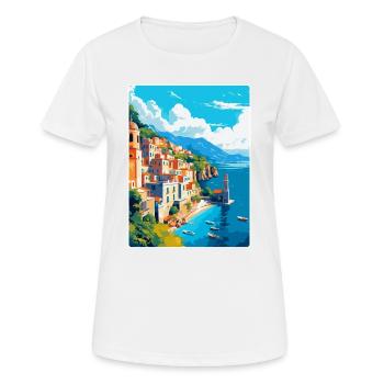 Amalfi Italie Affiche de voyage vintage WPA Souvenir - T-shirt respirant Femme - blanc - Devant - AI Model Female 172 dark (172cm)