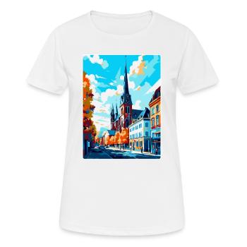 Darmstadt Germany Vintage Travel Poster Souvenir - Women's Breathable T-Shirt - white - Front - AI Model Female 172 dark (172cm)
