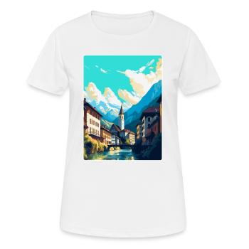 Chur Switzerland Vintage Travel Poster Souvenir - Women's Breathable T-Shirt - white - Front - AI Model Female 172 dark (172cm)
