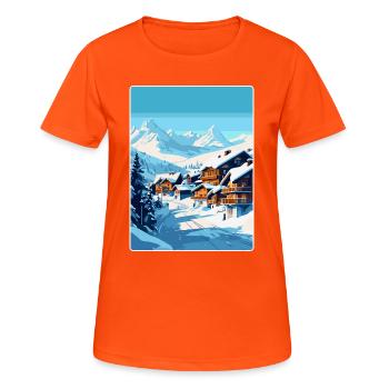 Val Thorens France Affiche de voyage vintage Souvenir - T-shirt respirant Femme - orange néon - Devant - AI Model Female 172 dark (172cm)