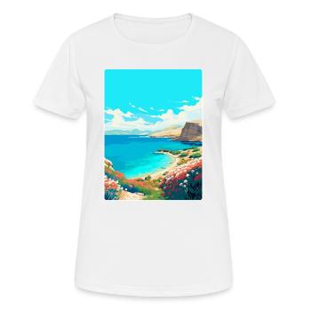 Insel Pag Kroatien Vintage Reiseplakat Souvenir - Frauen T-Shirt atmungsaktiv - Weiß - Vorne - AI Model Female 172 dark (172cm)