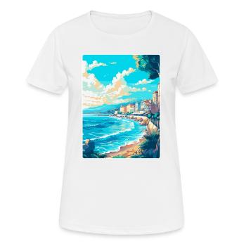 Nice France Vintage Travel Poster WPA Art Souvenir - Women's Breathable T-Shirt - white - Front - AI Model Female 172 dark (172cm)
