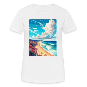Nazare Portugal Vintage Travel Poster Souvenir WPA - Women's Breathable T-Shirt - white - Front - AI Model Female 172 dark (172cm)