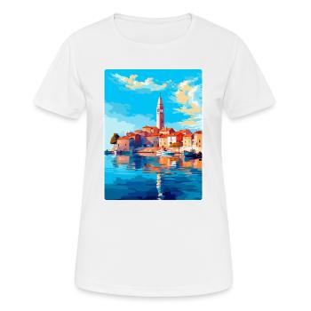 Vodice Kroatien Vintage Reiseplakat Souvenir WPA - Frauen T-Shirt atmungsaktiv - Weiß - Vorne - AI Model Female 172 dark (172cm)
