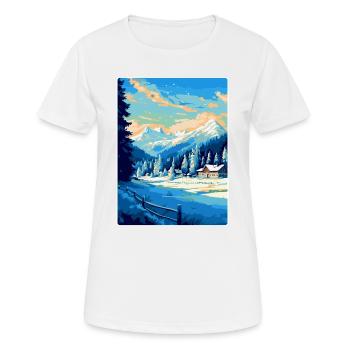 Kitzbuhel Austria Vintage Travel Poster Souvenir - Women's Breathable T-Shirt - white - Front - AI Model Female 172 dark (172cm)