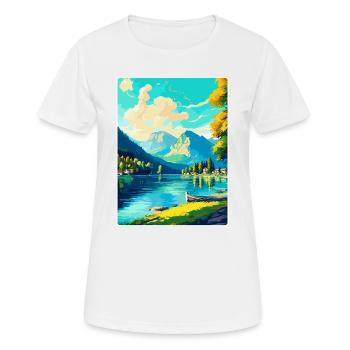 Wolfgangsee Autriche Affiche de voyage vintage souvenir - T-shirt respirant Femme - blanc - Devant - AI Model Female 172 dark (172cm)