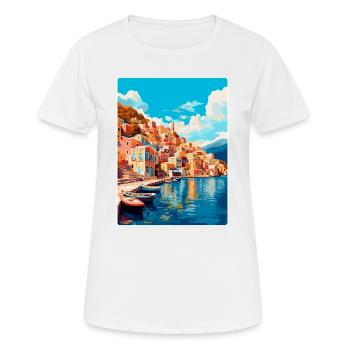Symi Greece Vintage Travel Poster WPA Art Souvenir - Women's Breathable T-Shirt - white - Front - AI Model Female 172 dark (172cm)