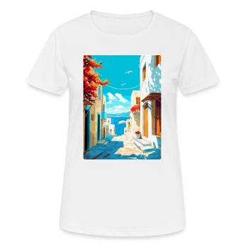 Paros Greece Vintage Travel Poster WPA Souvenir - Women's Breathable T-Shirt - white - Front - AI Model Female 172 dark (172cm)