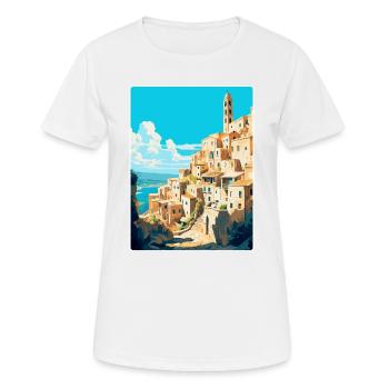 Matera Italy Vintage Travel Poster WPA Souvenir - Women's Breathable T-Shirt - white - Front - AI Model Female 172 dark (172cm)