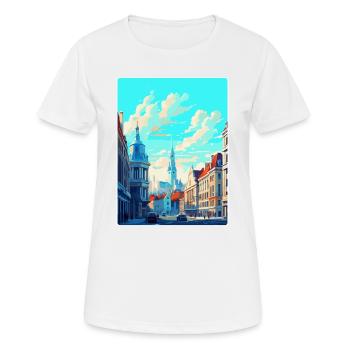 Brussels Belgium Vintage Travel Poster Souvenir - Women's Breathable T-Shirt - white - Front - AI Model Female 172 dark (172cm)