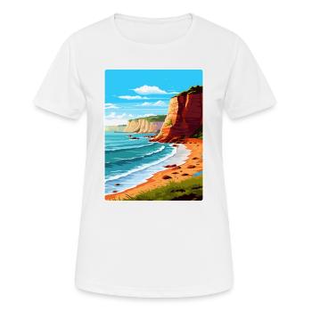 Torquay Cliffs England Uk Vintage Travel Poster - Women's Breathable T-Shirt - white - Front - AI Model Female 172 dark (172cm)