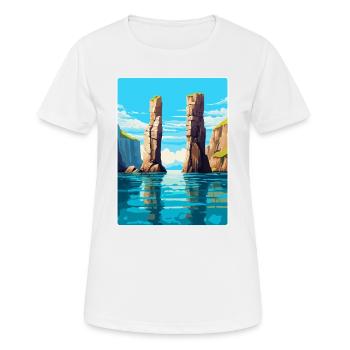 Affiche de voyage vintage Stack Rocks Pembrokeshire - T-shirt respirant Femme - blanc - Devant - AI Model Female 172 dark (172cm)