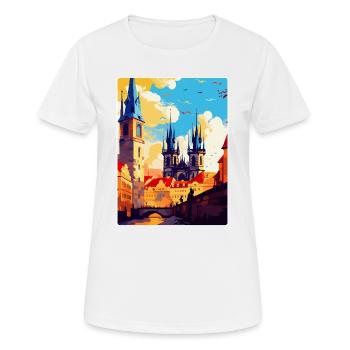 Prague République tchèque Affiche de voyage vintage WPA - T-shirt respirant Femme - blanc - Devant - AI Model Female 172 dark (172cm)