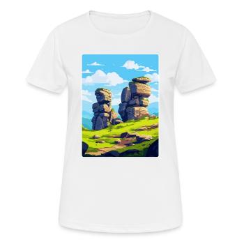 Brimham Rocks Angleterre Royaume-Uni Affiche de voyage vintage WPA - T-shirt respirant Femme - blanc - Devant - AI Model Female 172 dark (172cm)