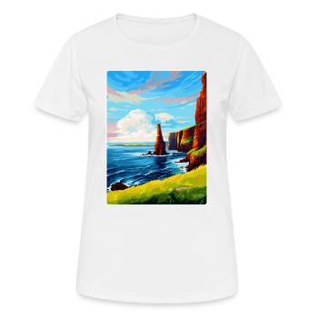 Duncansby Stacks Schottland UK Vintage Reiseposter - Frauen T-Shirt atmungsaktiv - Weiß - Vorne - AI Model Female 172 dark (172cm)