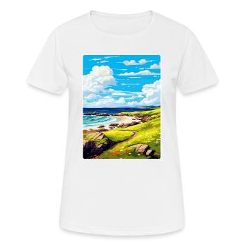 Isle Of Coll Schottland UK Vintage Reiseposter WPA - Frauen T-Shirt atmungsaktiv - Weiß - Vorne - AI Model Female 172 dark (172cm)