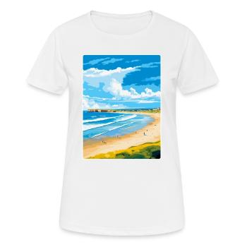 Portstewart Strand Irlande Royaume-Uni Affiche de voyage WPA - T-shirt respirant Femme - blanc - Devant - AI Model Female 172 dark (172cm)
