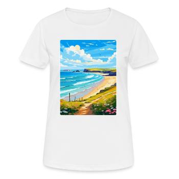 Daymer Bay Cornwall England Uk Travel Poster WPA - Women's Breathable T-Shirt - white - Front - AI Model Female 172 dark (172cm)