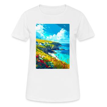 Cornwall England Uk Vintage Travel Poster Souvenir - Women's Breathable T-Shirt - white - Front - AI Model Female 172 dark (172cm)