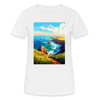 Lands End Cornwall England Uk Travel Poster WPA - Women's Breathable T-Shirt - white - Front - AI Model Female 172 dark (172cm)