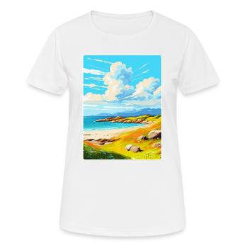 Île de Barra, Écosse, Royaume-Uni, Affiche de voyage vintage - T-shirt respirant Femme - blanc - Devant - AI Model Female 172 dark (172cm)