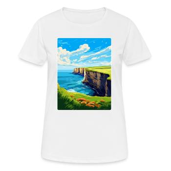 Bempton Cliffs Angleterre Royaume-Uni Affiche de voyage vintage - T-shirt respirant Femme - blanc - Devant - AI Model Female 172 dark (172cm)