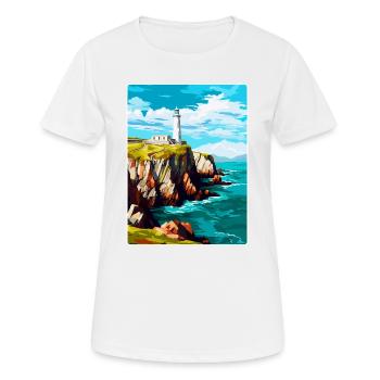 South Stack Cliffs Anglesey Affiche de voyage vintage - T-shirt respirant Femme - blanc - Devant - AI Model Female 172 dark (172cm)